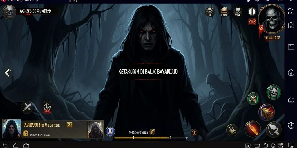 Screenshot gameplay ADI99 dengan suasana menyeramkan dan mencekam.
