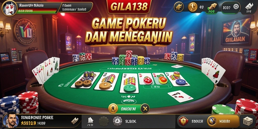 Screenshot gameplay GILA138 menampilkan suasana Poker yang mendebarkan.