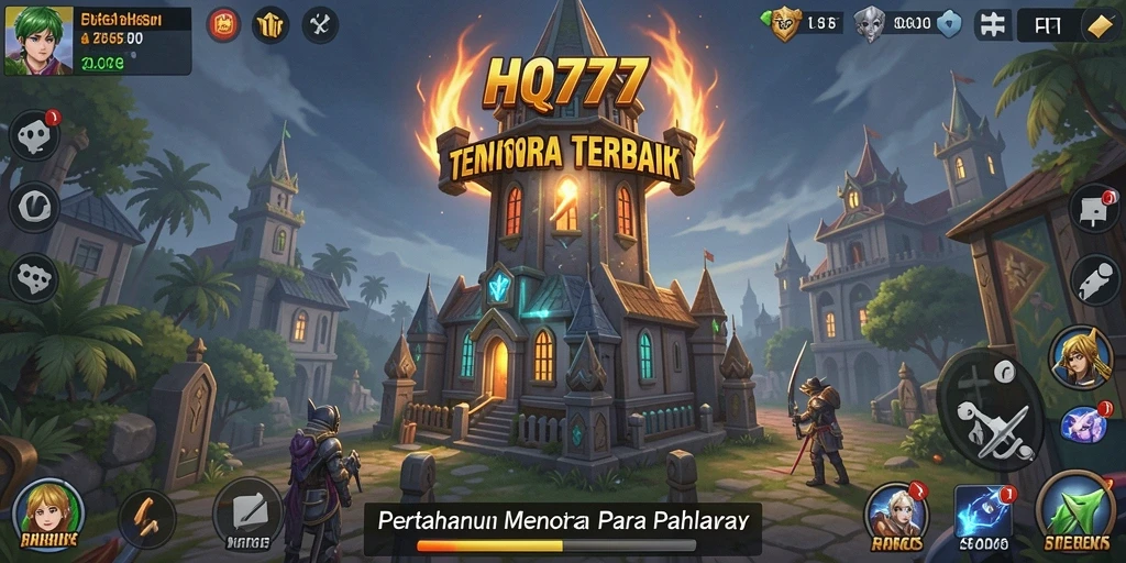 Tampilan gameplay HQ777 yang seru dalam pertempuran Tower Defense.