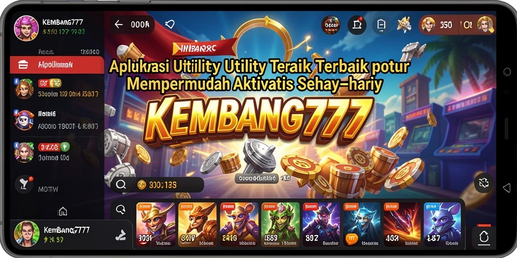 Tampilan utama KEMBANG777 dengan fitur-fitur aplikasi Utility yang menarik.