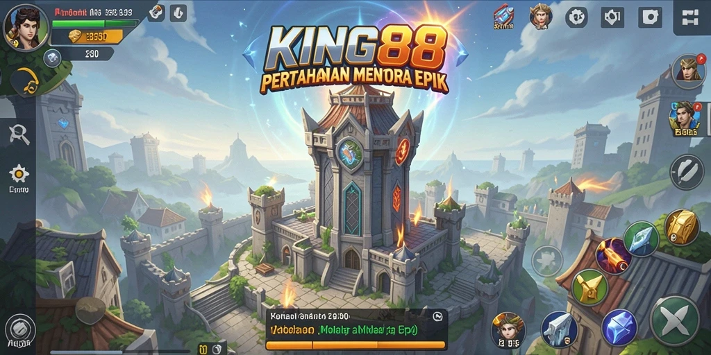 Tampilan gameplay menakjubkan KING88 dalam aksi Tower Defense.