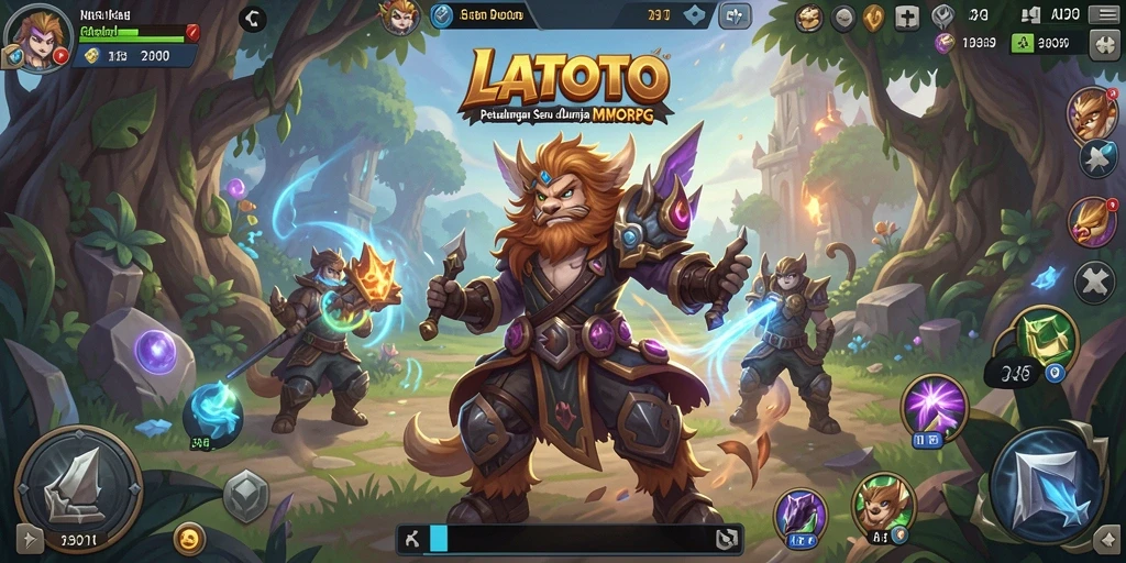 Screenshot LATOTO menunjukkan aksi seru dalam dunia MMORPG yang luas.