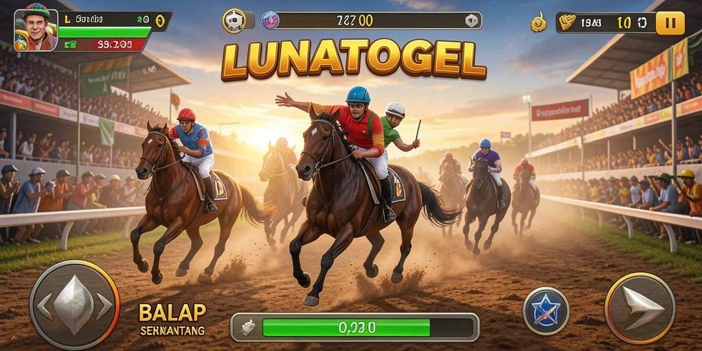 Gameplay LUNATOGEL yang penuh aksi di lintasan balap.