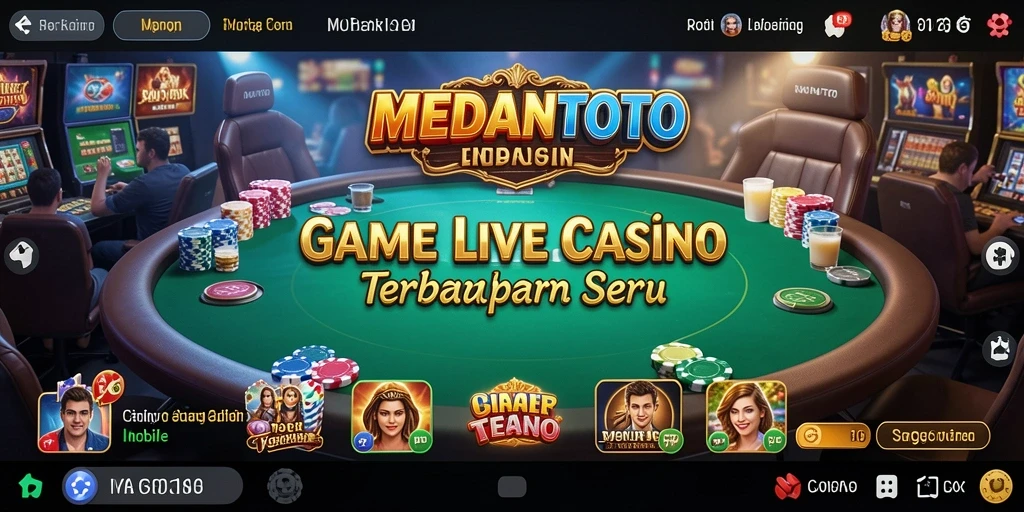 Screenshot gameplay MEDANTOTO menampilkan dealer profesional dan interaksi pemain.