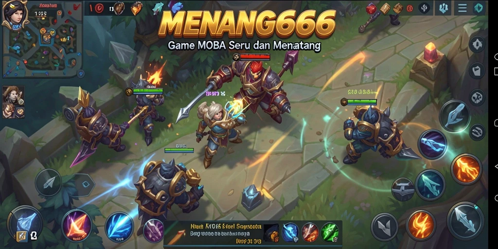 Screenshot utama MENANG666 menunjukkan aksi seru di arena MOBA.