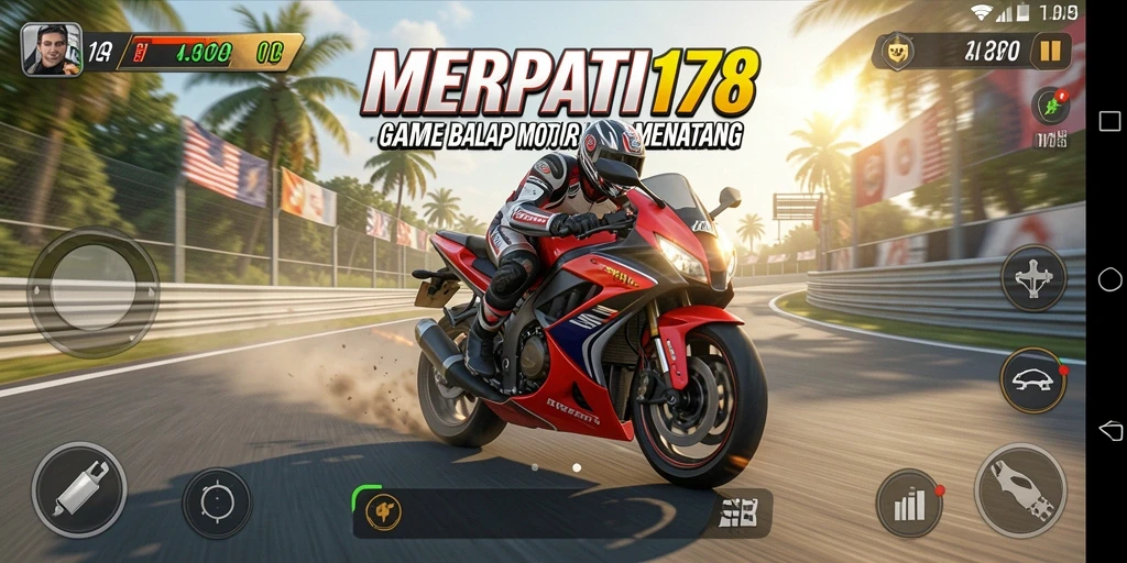 Tampilan gameplay balap motor yang seru di MERPATI178.