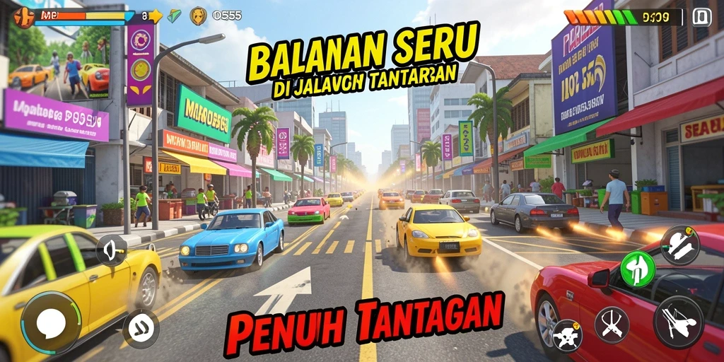 Gameplay MPO555 menampilkan balapan cepat di trek yang menarik.