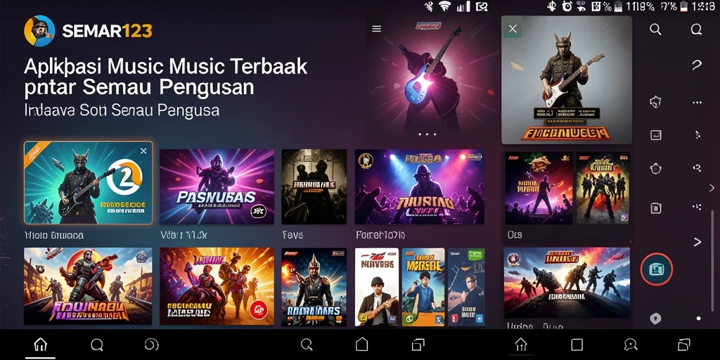 Screenshot utama dari gameplay SEMAR123 menampilkan interaksi pengguna dengan fitur musik yang mendalam.