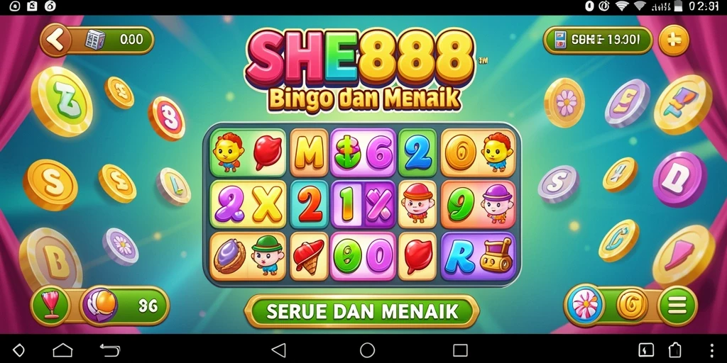 Tampilan utama gameplay SHE888 dengan suasana Bingo yang seru.